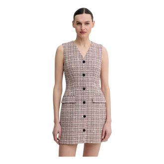 Theory Mouwloze jurk met knoopsluiting aan de voorkant - Dames - Jurken - Roze - Maat: XS Katoen