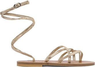 K.Jacques K.jacques, Schoenen, Dames, Geel, 37 EU, Leer, Platte sandalen met enkelbandje en juwelen