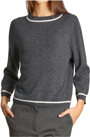 Emme Di Marella Grijze trui met ronde hals - Dames - Ronde hals truien - Grijs - L - Wol - Truien & Vesten