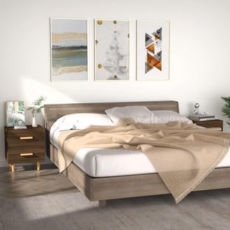 vidaXL Mesitas De Noche 2 Unidades Roble Marr&oacute;n 40x35x47,5 Cm Vidaxl