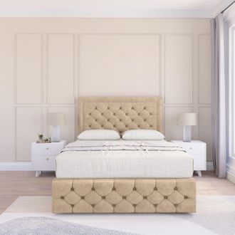 Sloomy Vienna Coniston Bed Set, 4 Drawers, Mattress & 54 Headboard in Cream | Size: King