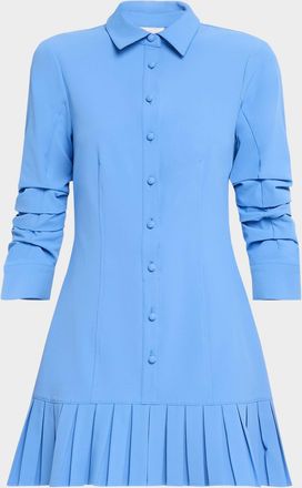 Cinq &agrave; Sept Lucilla Topstitched Pleated-Hem Mini Shirtdress