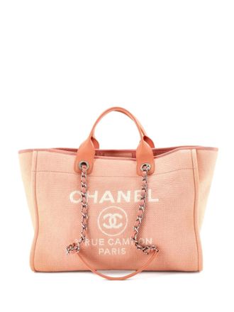 Chanel Deauville NM Tote Mixed Fibers Medium shoulder bag - Rosa