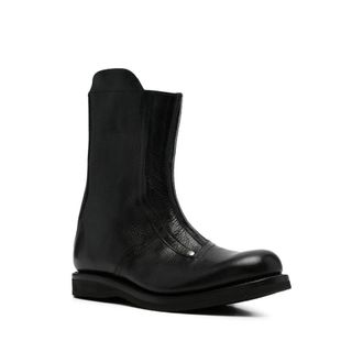Our Legacy Grained Leather Side-Zip Boot - Black