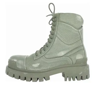Balenciaga Combat Strike Boots Washed Green Cotton 694042W2H113300