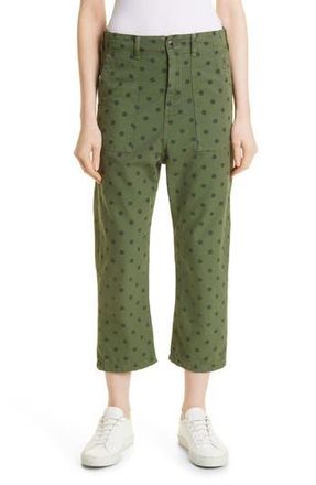 The Great. The Ranger Crop Cotton Pants in Army Dot at Nordstrom Rack, Size 26