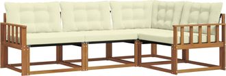 vidaXL Conjunto De Sof&aacute;s De Exterior 4 Uds. Natural Y Crema Vidaxl