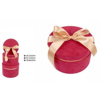 Trade Shop Trade Shop - Set 3pz Scatole Scatola Box Per Regali Varie Misure Matrioska Tonde Rosso 71945