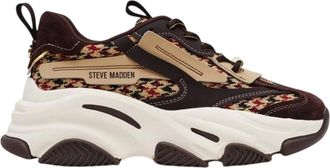 Steve Madden Possession-E-platformsneakers voor dames (Bruin/paars geruit)