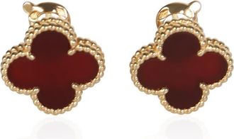 Van Cleef & Arpels Pre-Owned Van Cleef & Arpels Yellow Gold Carnelian Vintage Alhambra Earrings