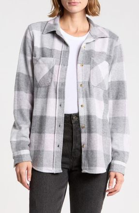 Beach Lunch Lounge Plaid Jacquard Knit Shacket in Pink Cloud at Nordstrom, Size X-Small