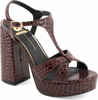 Andrea Womens Heeled Ankle-Strap Sandals In Burgundy