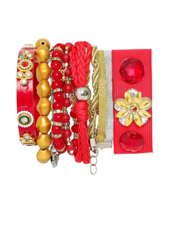 Amir Slama beaded flower-charms bracelet - Red
