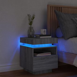 vidaXL Mesita De Noche Con Luces Led Gris Sonoma 40x39x48,5 Cm Vidaxl