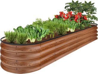 Best Choice Products 8x2x1ft Outdoor Metal Raised Oval Garden Bed, Planter Box for Vegetables, Flowers