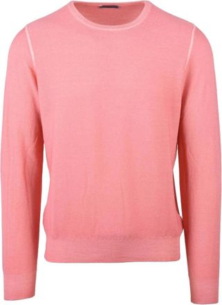 Vengera Truien & Vesten, Heren, Roze, M, Wol, Maglioncino Girocollo