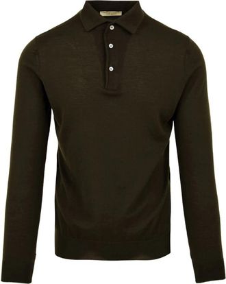 FILIPPO DE LAURENTIIS One Piece Collar Polo Sweater - Heren - Polos - Groen - 2XL - Wol - Tops