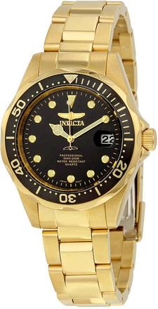 Invicta Pro Diver Black Dial Yellow Gold-plated Mens Watch 17051