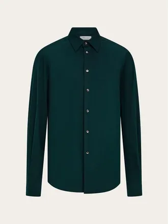 Ferragamo Dark Green Cotton Shirt, Brand Size 40 ( US Size 15.75 )