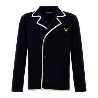 Valentino Garavani Blazers, male, Blue, Size: XL Stylish Maglia Shirt for Men