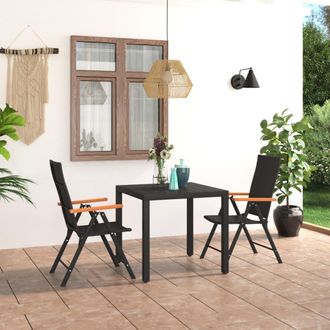 vidaXL Juego De Comedor Para Jard&iacute;n 3 Piezas Negro Y Marr&oacute;n Vidaxl