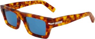 Ferragamo Blonde Tortoise/Blue Zonnebril - Heren - Zonnebrillen - Bruin - 50 MM - Accessoires