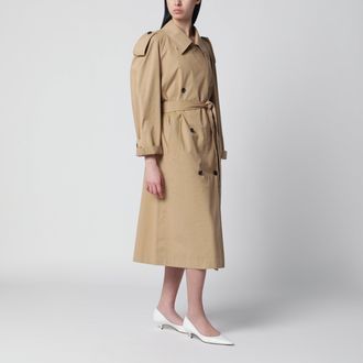 The Row Dester double-breasted cotton-cashmere trench in sand
