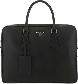 Prada Saffiano Travel Top Handle Bag Black