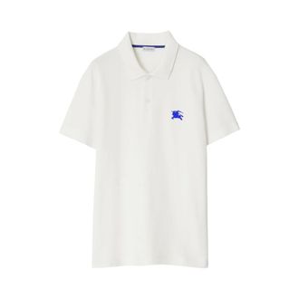 Burberry Polo Shirts, male, White, Size: XS White Polo Shirt with Embroided Logo