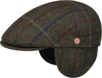 Mayser Sidney Plus Colorado Flat Cap Men - Made in The EU Ivy hat with Peak, Lining, Leather Trim Autumn-Winter Winter - S (54-55 cm) Brown