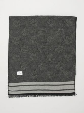 Manuel Ritz Sciarpa in misto mohair a righe con motivo floreale e frange