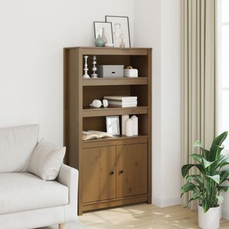 vidaXL Vidaxl - Aparador Alto Madera Maciza De Pino Marr&oacute;n Miel 80x35x154 Cm