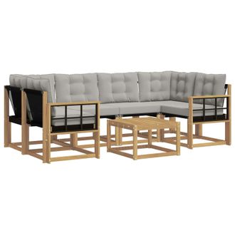 vidaXL Conjunto De Sof&aacute;s De Exterior 7 Pcs Blanco Y Gris Claro Vidaxl