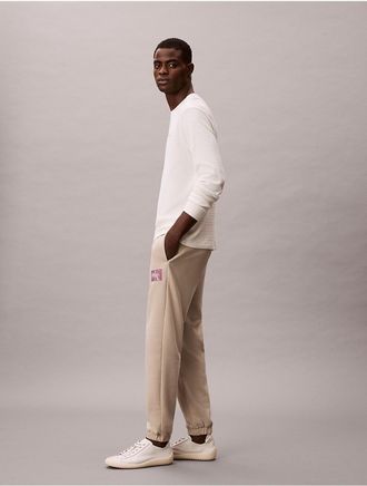 Calvin Klein Jeans Calvin Klein Mens Fleece Monogram Graphic Joggers - Beige - 2XL