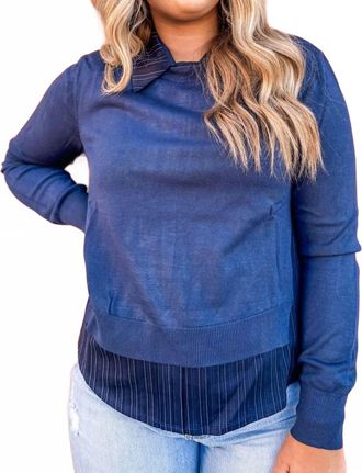 Current Air Illusion Crisp Collared Sweatshirt In Navy