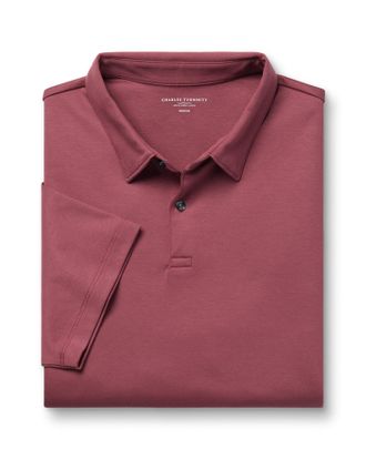 CHARLES TYRWHITT Smart Jersey Cotton Polo - Dark Pink Size XL by Charles Tyrwhitt