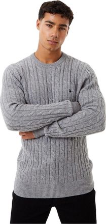 Jack Wills Heren Marlow Kabelgebreide Trui van Merino Wol (Grijs)