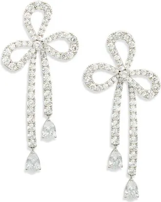 Nadri Bow Drop Earrings in Rhodium/cubic Zirconia at Nordstrom