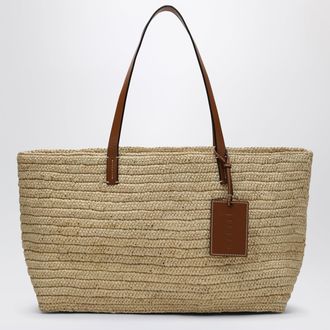 Maneb&igrave; Raffia and leather shoulder bag