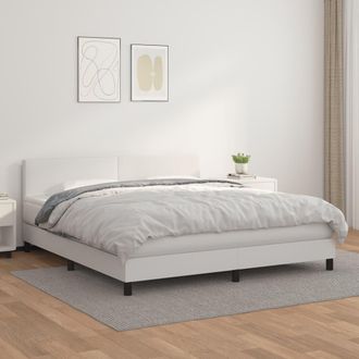 vidaXL Vidaxl - Cama Box Spring Con Colch&oacute;n Cuero Sint&eacute;tico Blanco 180x200 Cm