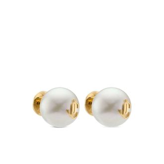 Jimmy Choo London Maxi Pearl Stud Earrings - White