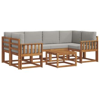vidaXL Conjunto De Sof&aacute;s De Exterior 7 Pcs Gris Natural Y Claro Vidaxl