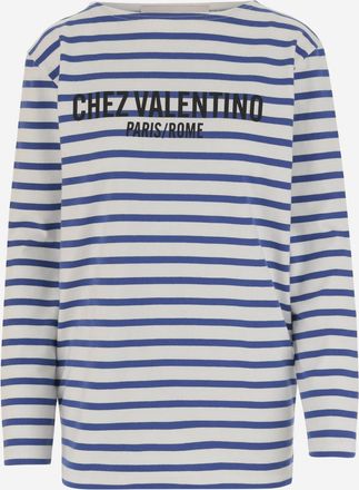 Valentino Garavani Blue Logo Striped T-Shirt