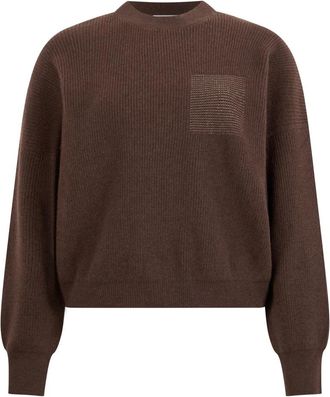 PESERICO Trui met ronde hals - Dames - Ronde hals truien - Bruin - 3XL - Wol - Truien & Vesten