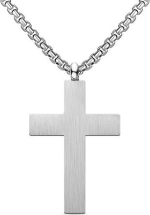 Edforce Mens Cross Pendant Necklace in Silver at Nordstrom Rack