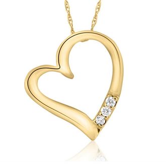 Pompeii3 Diamond Pendant Heart Shape Necklace in White, Yellow, or Rose Gold Lab Grown
