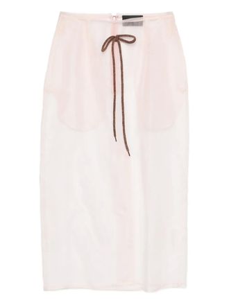 Simone Rocha sheer frayed column midi skirt - Rosa