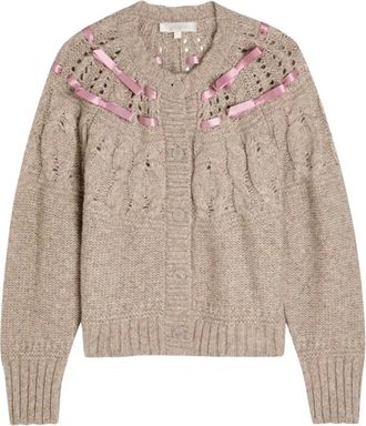 LoveShackFancy Cardigan con nastro - Toni neutri