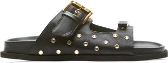 N&deg;21 Sandalen van leer met kristallen - Dames - Sandalen - Zwart - 37 EU - Leer - Schoenen