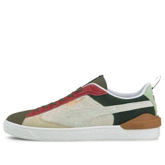 Puma Suede Bloc Wtformstrip Leisure Shoes Green/Red/Beige 381184-02